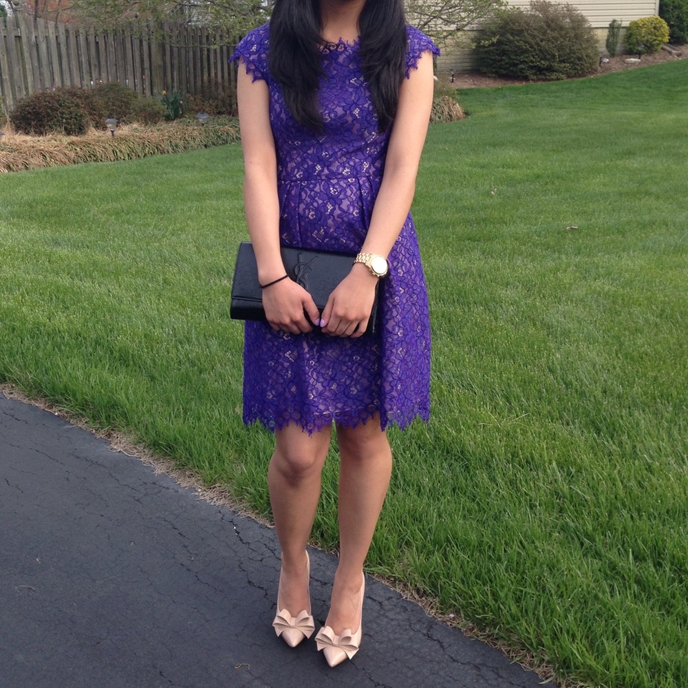 Purple Floral Lace Dress - Picture 11 of 11
